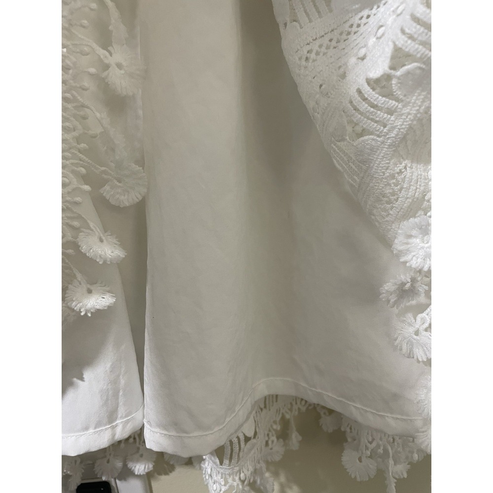 Eloquii Size 16 White Ruffle Lace A Line Dress Bow Coquette Wedding Tassel Lined - Picture 7 of 8